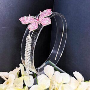 Butterfly Headband, Butterfly Costume Crown, Silver Hair Crown, Pink Halo Crown